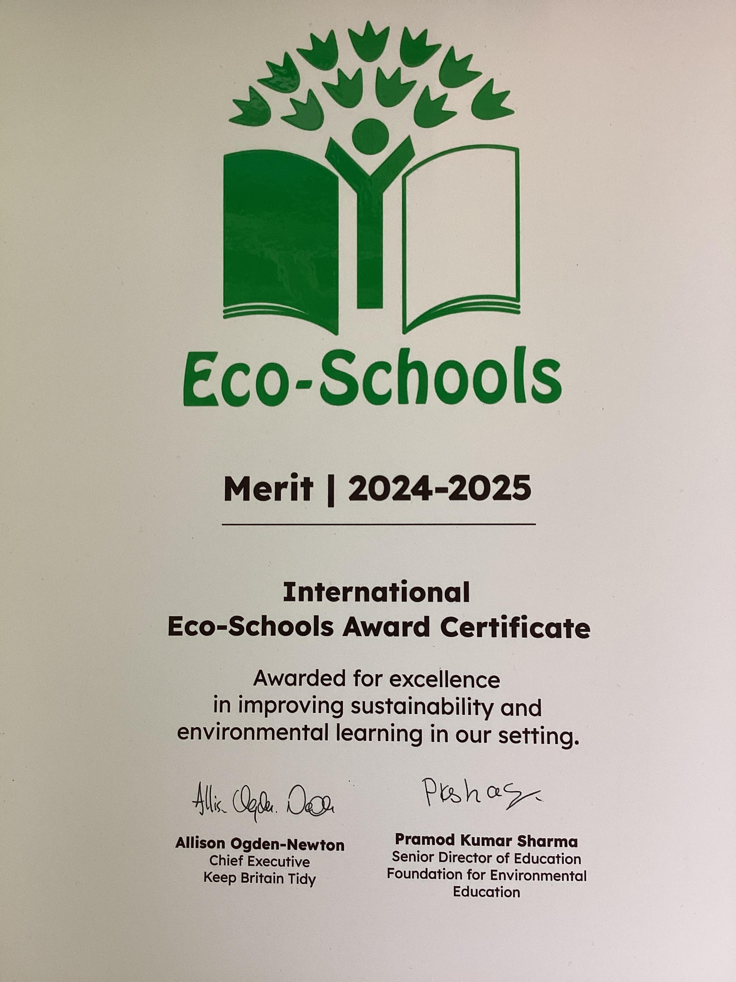 Green Flag Award for Encouraging Sustainability.